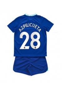 Fotbalové Dres Chelsea Cesar Azpilicueta #28 Dětské Domácí Oblečení 2022-23 Krátký Rukáv (+ trenýrky)